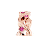 Rose gold Round Pink Sapphire Leaf Eternity Band with Bezel Setting_83