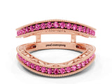 Rose gold Round Pink Sapphire Milgrain Eternity Band with Channel Setting_18