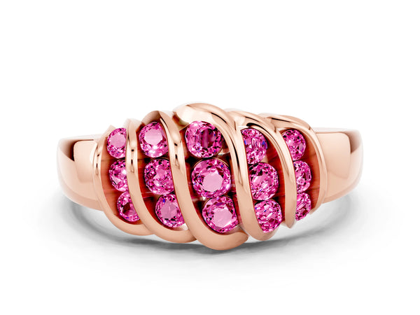 Rose gold Round Pink Sapphire Multi-Row Crossover Band