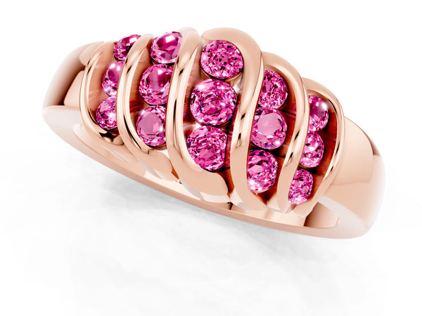 Rose gold Round Pink Sapphire Multi-Row Crossover Band