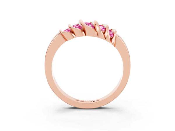 Rose gold Round Pink Sapphire Multi-Row Crossover Band