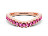 Rose gold Round Pink Sapphire Pavé Curved Band with Shared Prong Setting_18