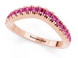 Rose gold Round Pink Sapphire Pavé Curved Band with Shared Prong Setting_19
