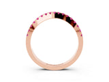 Rose gold Round Pink Sapphire Pavé Curved Band with Shared Prong Setting_21
