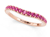 Rose gold Round Pink Sapphire Pavé Curved Wedding Band_19