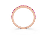 Rose gold Round Pink Sapphire Pavé Curved Wedding Band_21