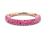 Rose gold Round Pink Sapphire Pavé Eternity Band with Shared Prong Setting_18
