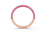 Rose gold Round Pink Sapphire Pavé Eternity Band with Shared Prong Setting_21