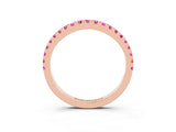 Rose gold Round Pink Sapphire Pavé Half Eternity Band with Shared Prong Setting_21