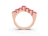 Rose gold Round Pink Sapphire Prong-Set Crossover Band_9