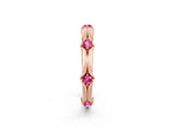 Rose gold Round Pink Sapphire Prong Set Milgrain Eternity Band_8