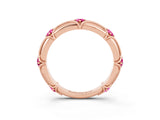 Rose gold Round Pink Sapphire Prong Set Milgrain Eternity Band_9
