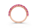 Rose gold Round Pink Sapphire Shared Prong Eternity Band_9