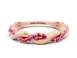 Rose gold Round Pink Sapphire Twist Eternity Band with Pavé Setting_6