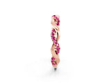 Rose gold Round Pink Sapphire Twist Eternity Band with Pavé Setting_8