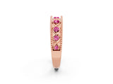 Rose gold Round Pink Sapphire Twist Milgrain Band with Bezel Setting_14