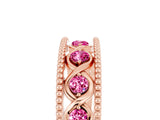 Rose gold Round Pink Sapphire Twist Milgrain Band with Bezel Setting_17