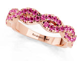 Rose gold Round Pink Sapphire Twisted Eternity Band with Pavé and Shared Prong Setting_19