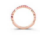 Rose gold Round Pink Sapphire Twisted Eternity Band with Pavé and Shared Prong Setting_21