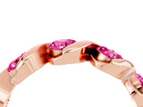 Rose gold Round Pink Sapphire Wave Band with Channel Setting and Shared Prongs_10