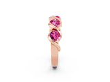 Rose gold Round Pink Sapphire Wave Band with Channel Setting and Shared Prongs_8