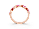 Rose gold Round Pink Sapphire Wave Band with Channel Setting and Shared Prongs_9