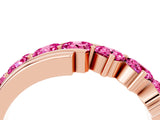 Rose gold Round Pink Sapphire Wave Band with Channel and Shared Prong Setting_22