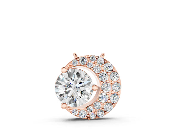 Rose gold Round Prong-Set Diamond Pavé Pendant