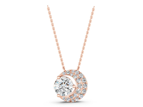 Rose gold Round Prong-Set Diamond Pavé Pendant
