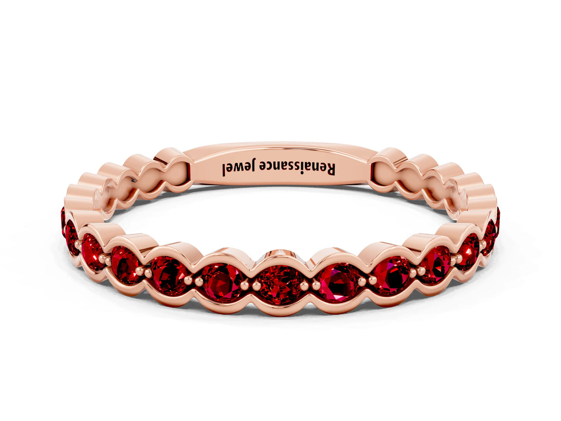 Rose gold Round Ruby Bezel Set Eternity Band_6