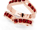 Rose gold Round Ruby Channel-Set Chevron Band_7