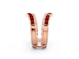 Rose gold Round Ruby Channel-Set Chevron Band_8