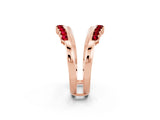 Rose gold Round Ruby Chevron Contour Band with Prong Setting_8
