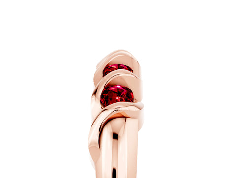 Rose gold Round Ruby Eternity Band with Twist Prong Setting_11