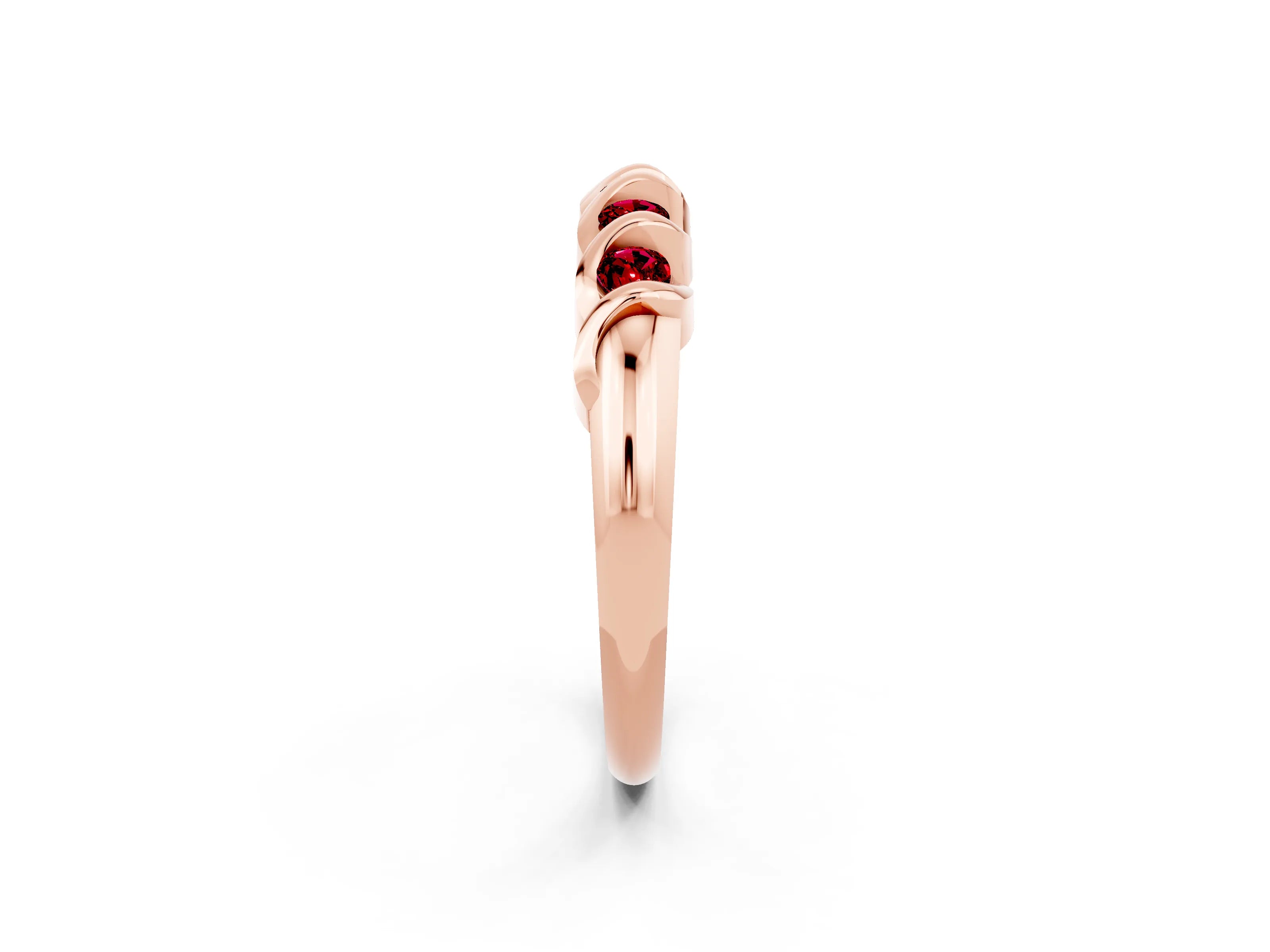 Rose gold Round Ruby Eternity Band with Twist Prong Setting_8