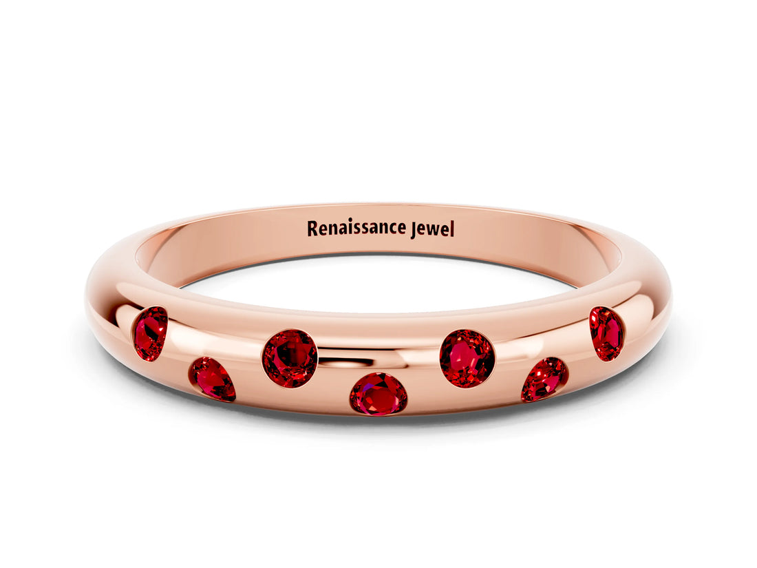 Rose gold Round Ruby Flush-Set Comfort Fit Band_6