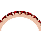 10K Rose Gold Round Ruby Half Eternity Band with Classic Prong Setting
