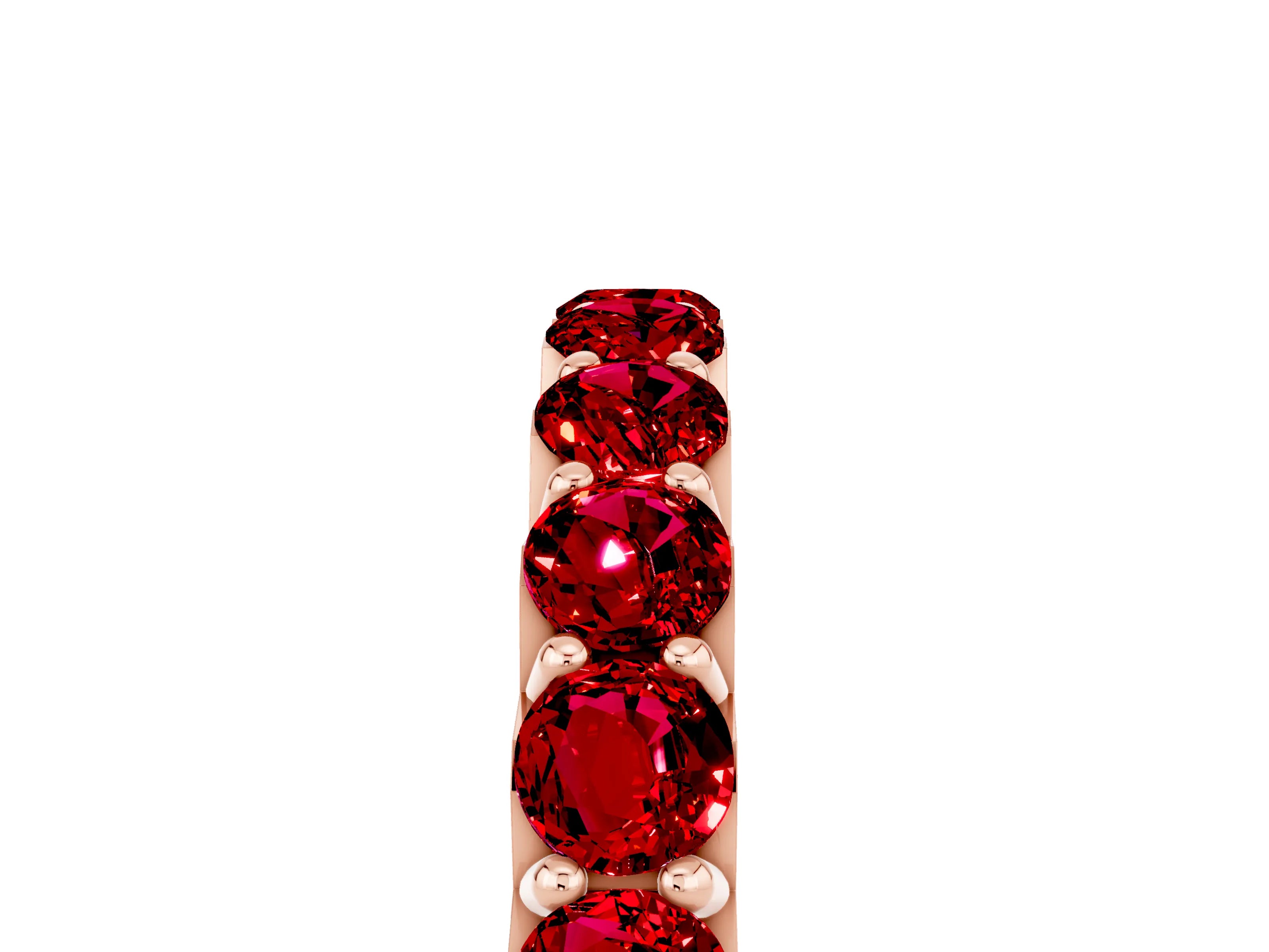Rose gold Round Ruby Half Eternity Band with Classic Prong Setting_11