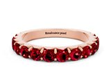 10K Rose Gold Round Ruby Half Eternity Band with Classic Prong Setting