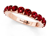 10K Rose Gold Round Ruby Half Eternity Band with Classic Prong Setting