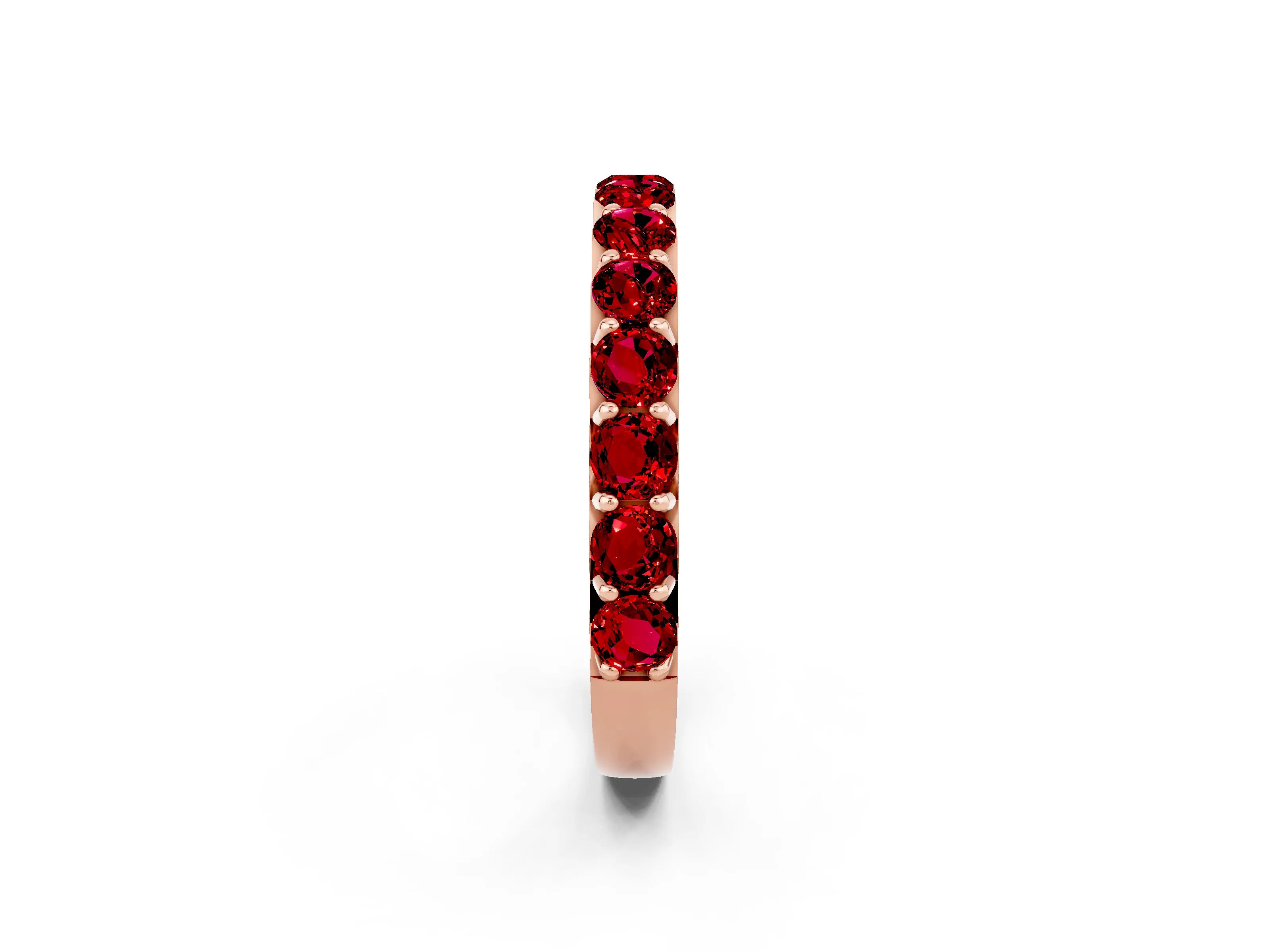 Rose gold Round Ruby Half Eternity Band with Classic Prong Setting_8