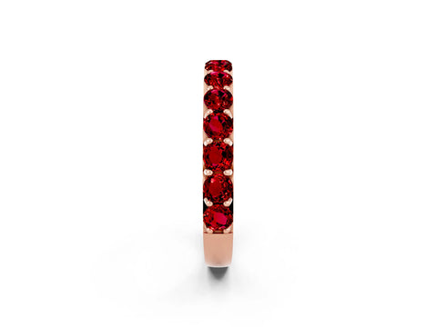 Rose gold Round Ruby Half Eternity Band with Classic Prong Setting_8