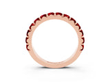 10K Rose Gold Round Ruby Half Eternity Band with Classic Prong Setting