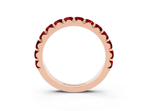 Rose gold Round Ruby Half Eternity Band with Classic Prong Setting_9