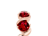 Rose gold Round Ruby Half Eternity Band with Wave Prong Setting_11