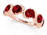 Rose gold Round Ruby Half Eternity Band with Wave Prong Setting_7