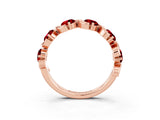 Rose gold Round Ruby Half Eternity Band with Wave Prong Setting_9