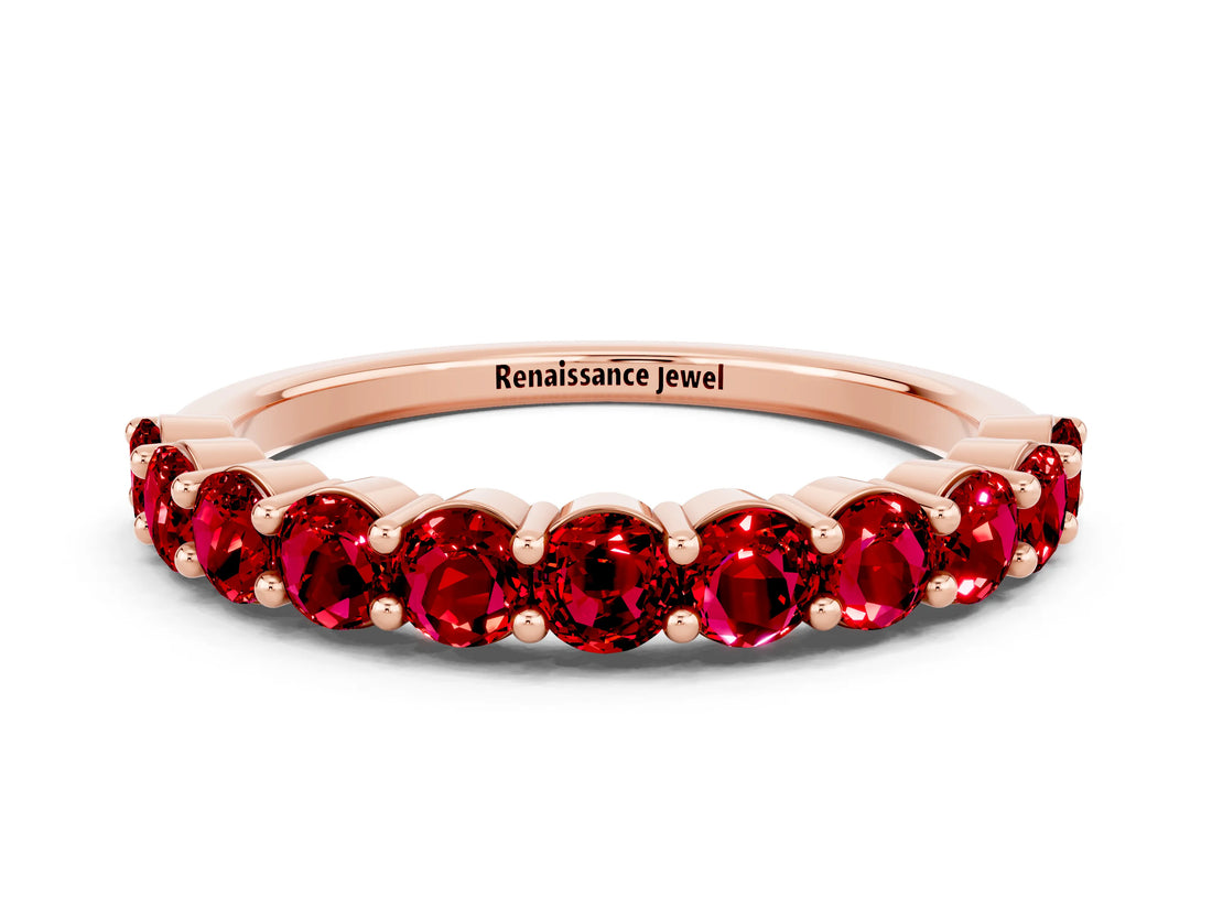 Rose gold Round Ruby Half-Eternity Prong-Set Band_6