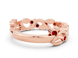 Rose gold Round Ruby Leaf Eternity Band with Bezel Setting_52