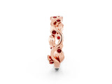 Rose gold Round Ruby Leaf Eternity Band with Bezel Setting_54
